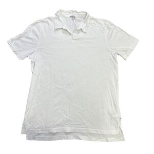 James Perse White Supima Cotton Polo Shirt Made USA Men's L Casual Office